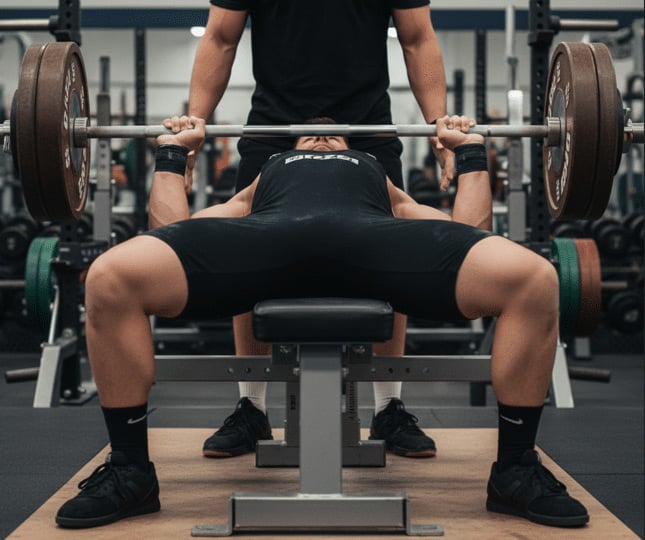 A powerlifter performing a structurally balanced bench press structural-balance-improves-bench-press