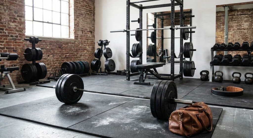 lifting gym set up for warm up