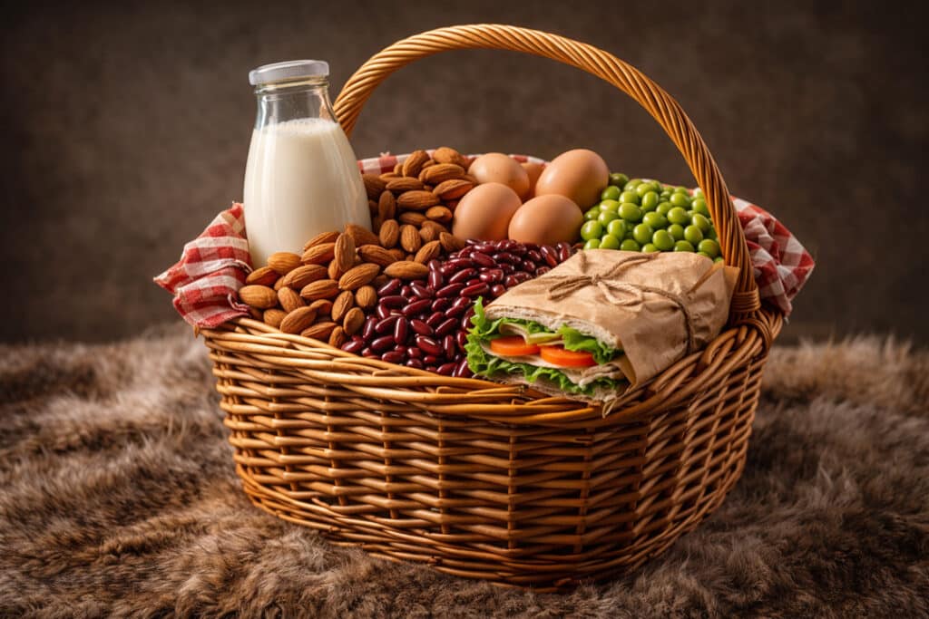 basket of protein-rich foods