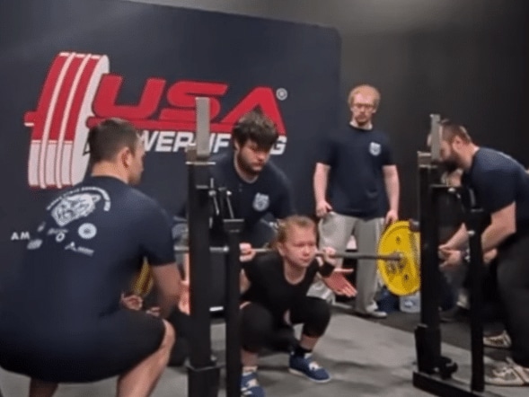 Maci Martin sets a new State Record with her final squat attempt at the 2026 USAPL Alaska State Championship