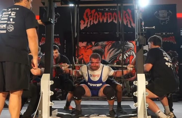 Brandan Sullivan squats 848lbs at the 2026 PLU The Bar Showdown