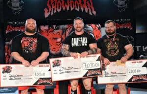 Top 3 Men's Division lifters Phillip Herndon, John Haack, and Zac Meyers at the the 2026 PLU The Bar Showdown powerlifting meet.