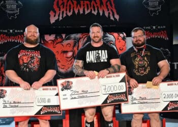 Top 3 Men's Division lifters Phillip Herndon, John Haack, and Zac Meyers at the the 2026 PLU The Bar Showdown powerlifting meet.