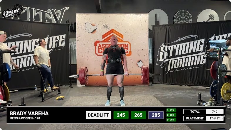 Brady Vareha's 285 kg Deadlift at the Ascension Powerlifting Meet