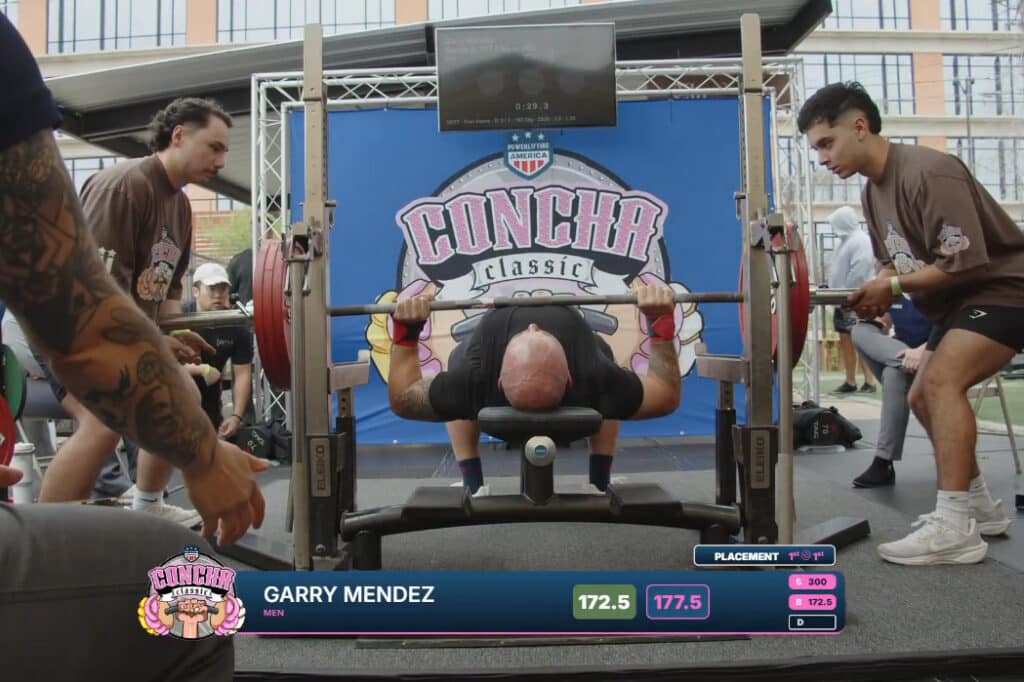 Garry Mendez' 177.5 kg Bench Press at the Powerlifting America Concha Classic