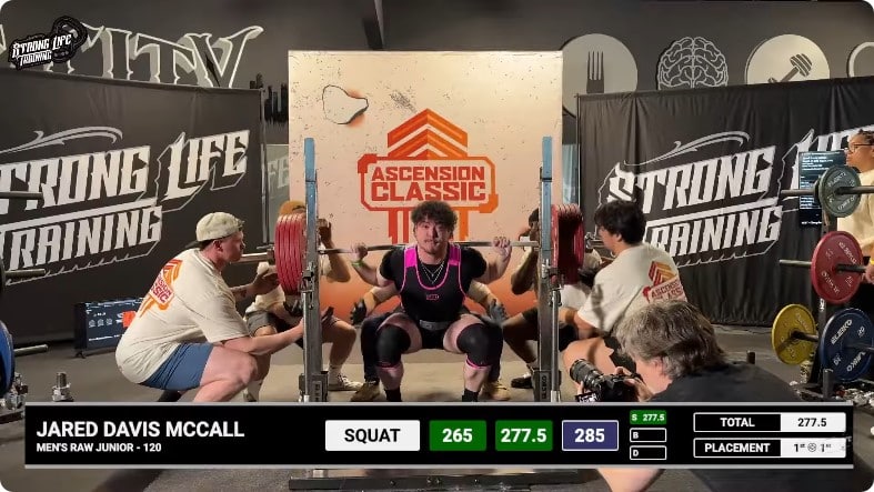 Jared Davis McCall's 285 kg Squat at the Ascension Powerlifting Meet