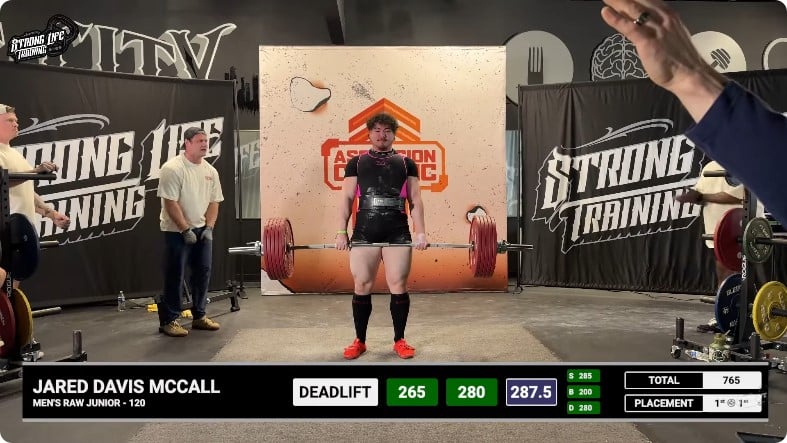 Jared Davis McCall's 287.5 kg Deadlift at the Ascension Powerlifting Meet