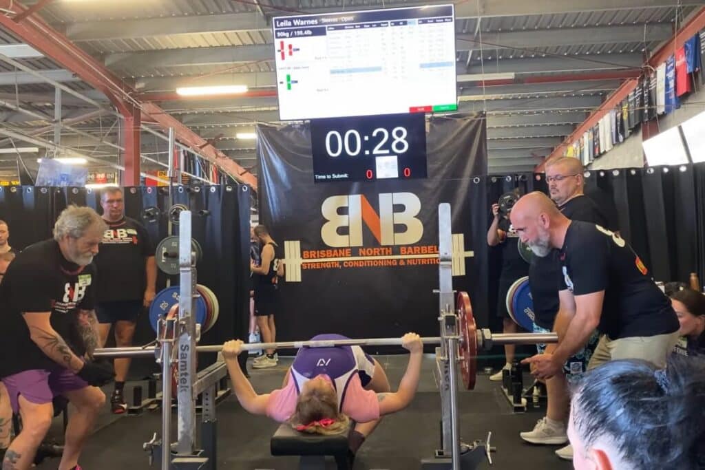 Leila Warnes 90 kg Bench Press at the BNB Blitz IX Powerlifting Competition