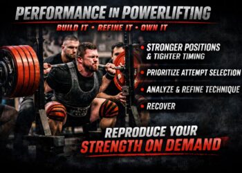 Powerlifter performing a heavy squat with a loaded barbell showcasing strength technique and competition execution