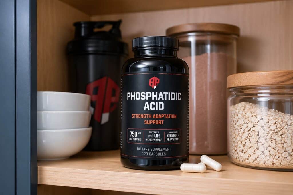 Phosphatidic acid supplement capsules for powerlifting strength and training adaptation