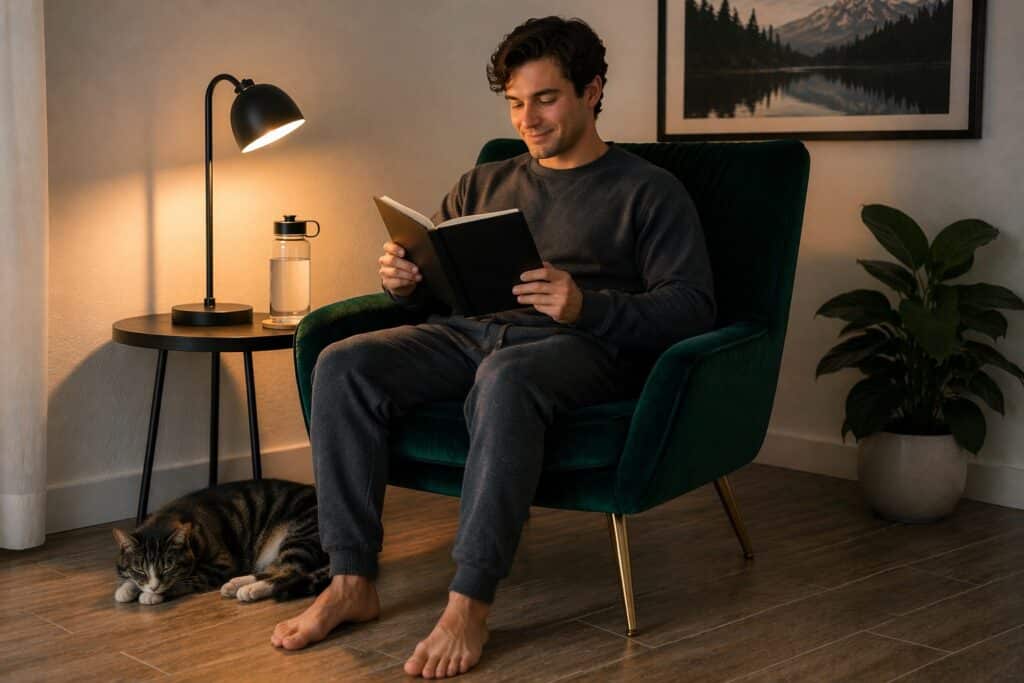 Powerlifter reviewing training goals in journal, illustrating mindset, confidence, and progress in powerlifting