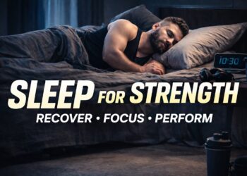 Powerlifter sleeping in dark bedroom showing sleep consistency, recovery, and performance in powerlifting training