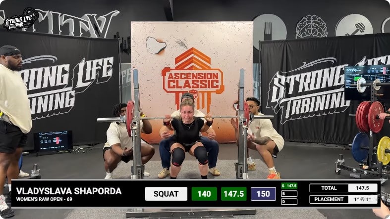 Vladyslava Shaporda Squats 150 kg at the Ascension Powerlifting Meet