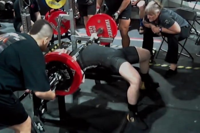 Zachary Rutten's 150 kg bench at the USPA 2026 Missouri State Championships