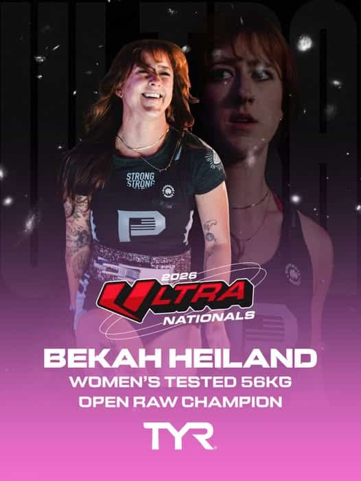 Women’s Tested Raw 56 kg Champion Bekah Heiland
