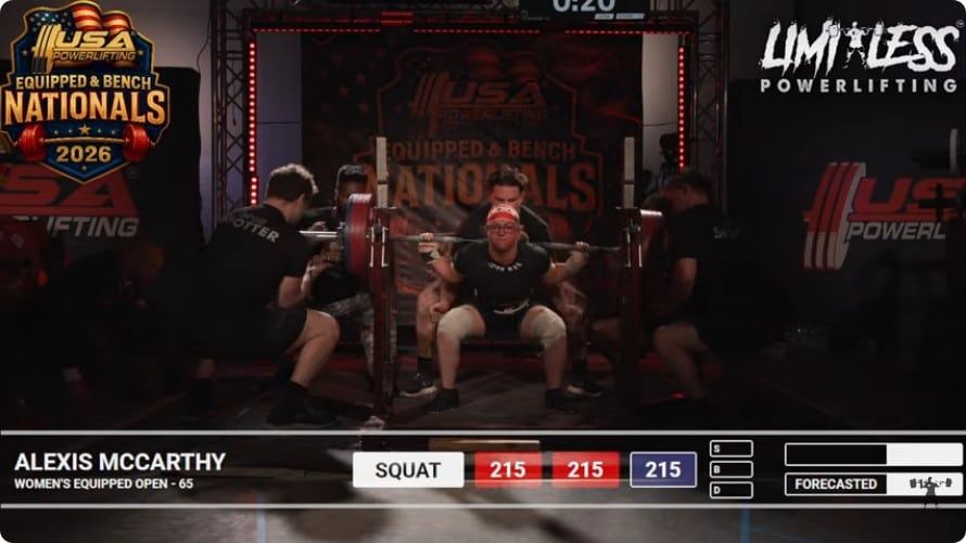 Alexis McCarthy's Third Squat Attempt at the 2026 USA Powerlifting Equipped Nationals Powerlifting Meet