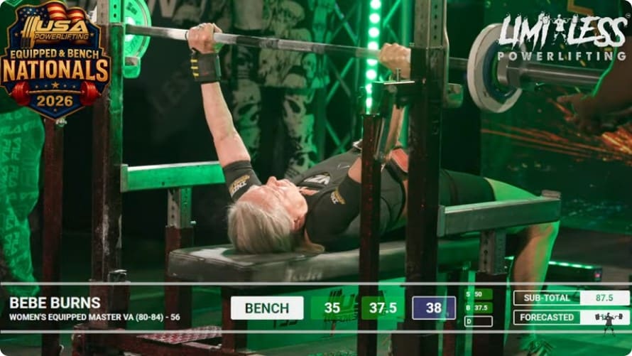Bebe Burns Benches 38 kg to Secure an American Record at the USA Powerlifting Equipped Nationals Meet