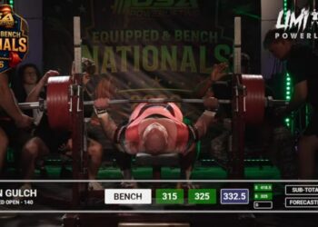 Bradon Gulch Benches 332.5 kg at the USA Powerlifting Equipped Nationals