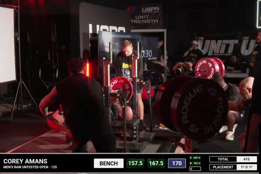 Corey Amans 170 kg Bench Press at the Mad Max Lifts Powerlifting Meet
