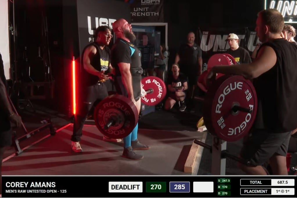 Corey Amans 285 kg Deadlift at the Mad Max Lifts Powerlifting Meet